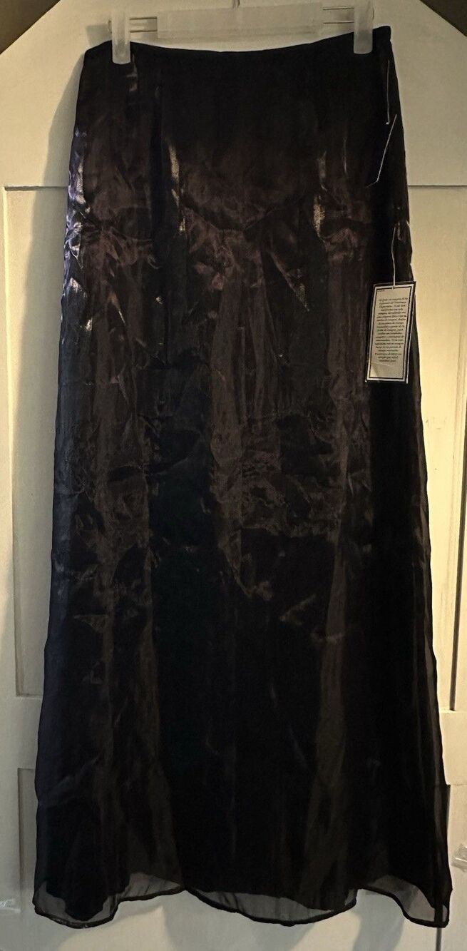 Metaphor Black Sheer Organza Maxi Skirt Lined Formal Evening Sz 8